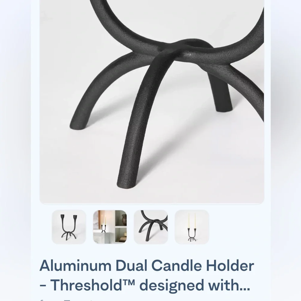 NWT Studio McGee Aluminum Dual Candle‎ Holder Black-Threshold